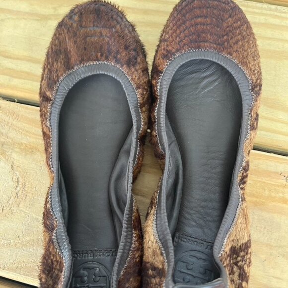 Tory Burch Calf Hair Animal Print Ballet Flats Size 7.5 brown - Picture 6 of 8